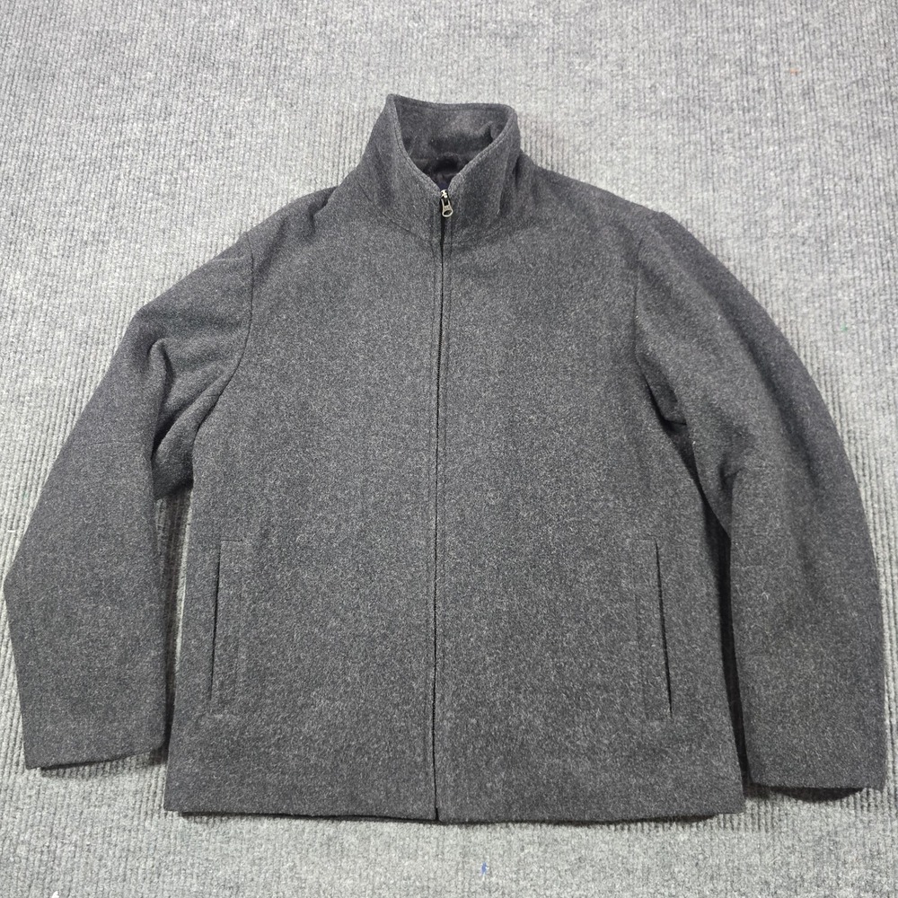 Gap Jacket Mens Medium Gray Wool Tweed Full Zip Quilted Lined Insulated Collared
